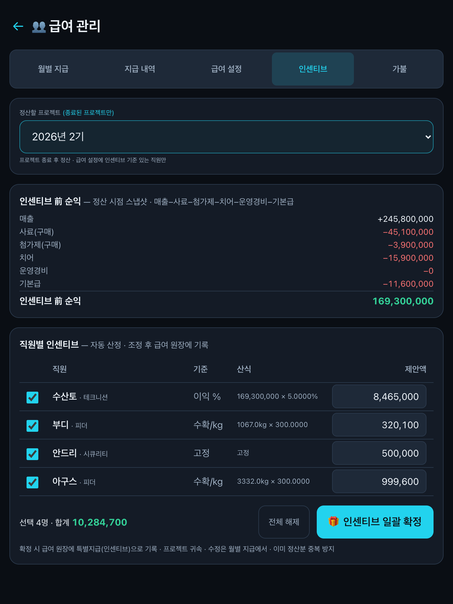 인센티브 미리보기