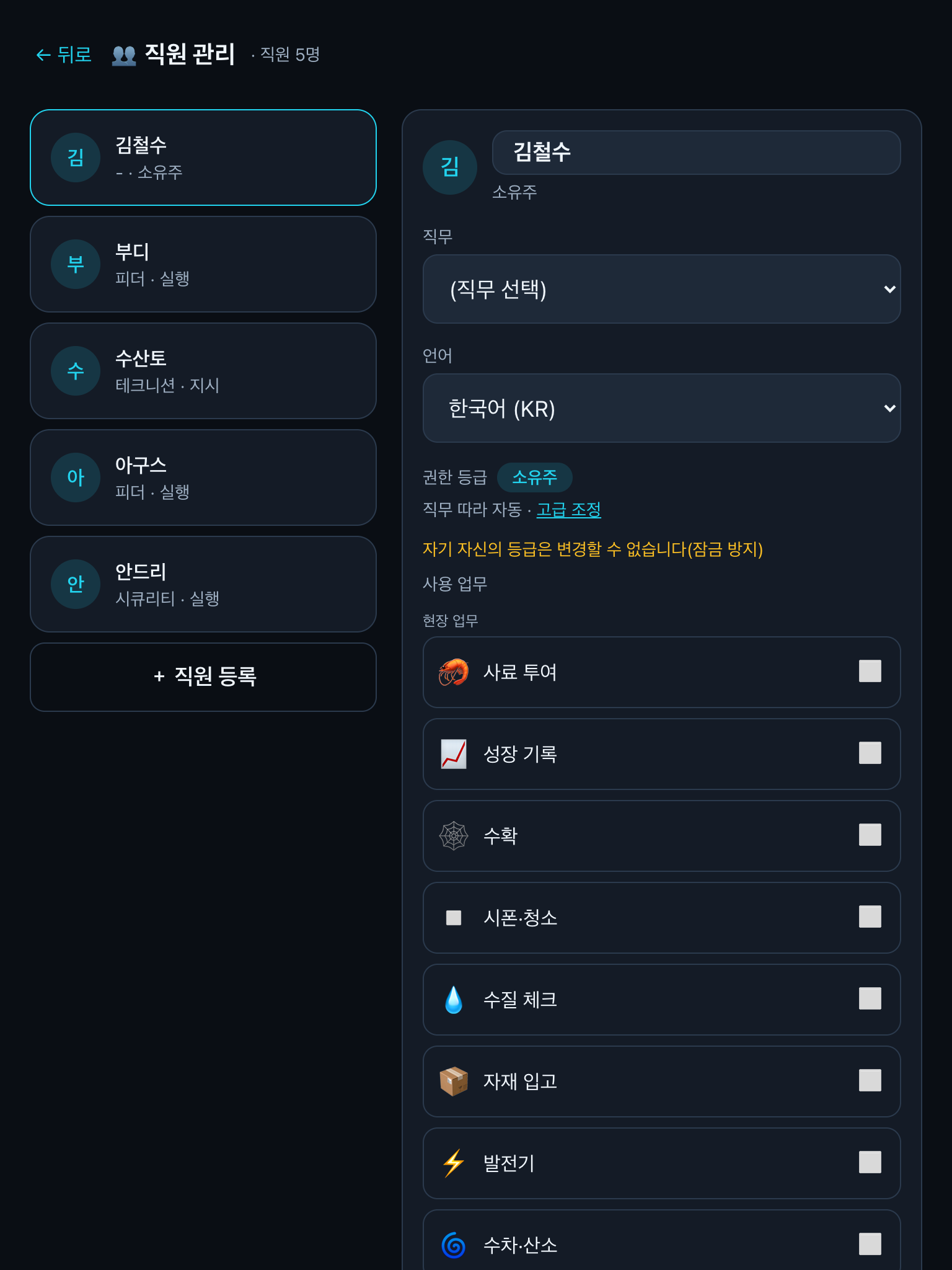 직원 목록