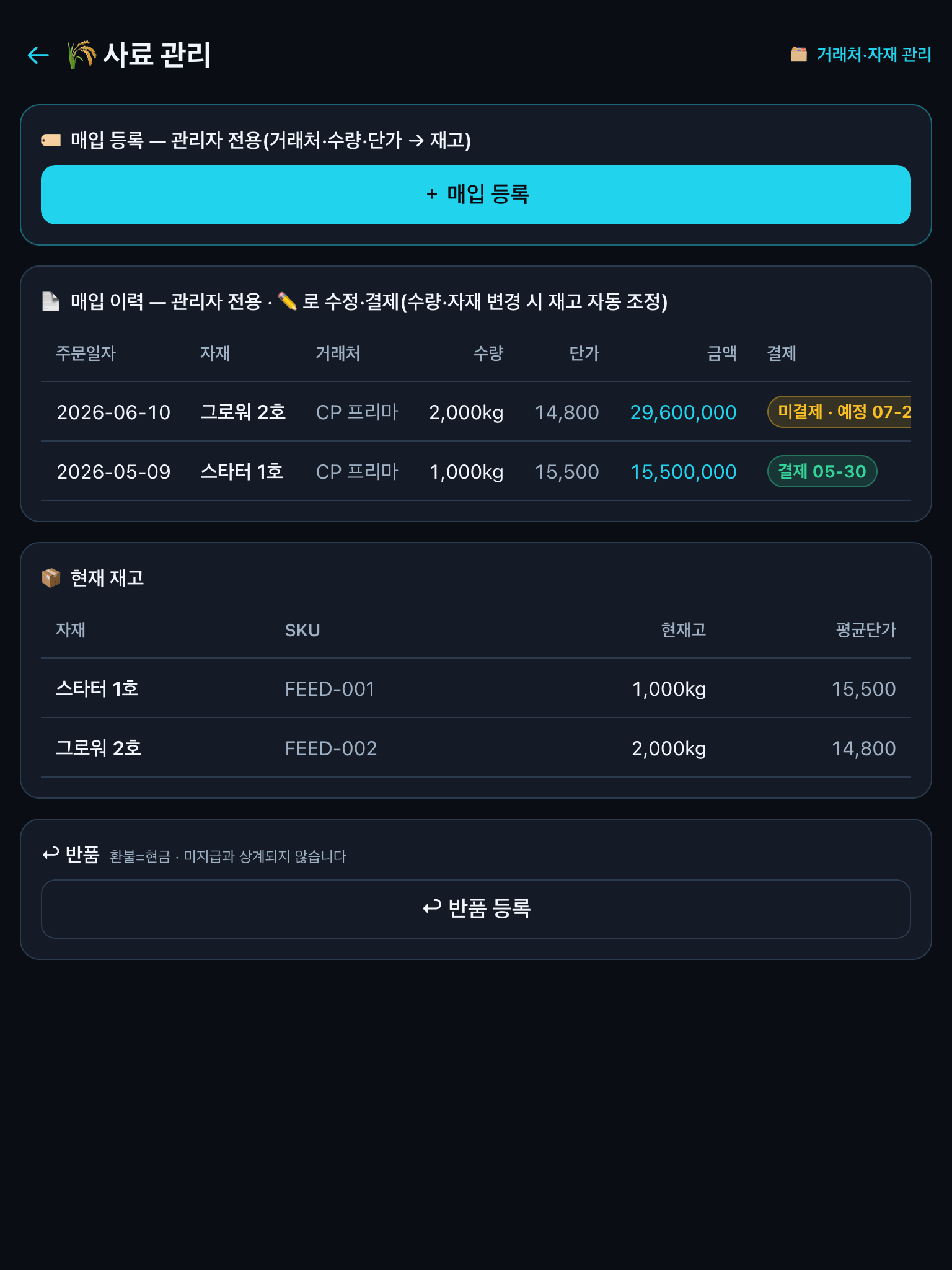 매입 이력