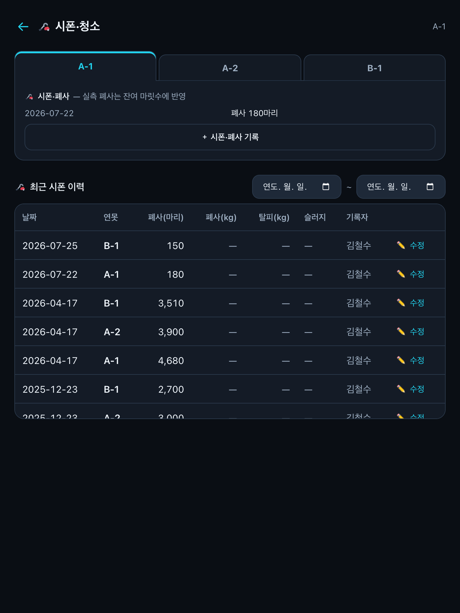 시폰 기록 화면