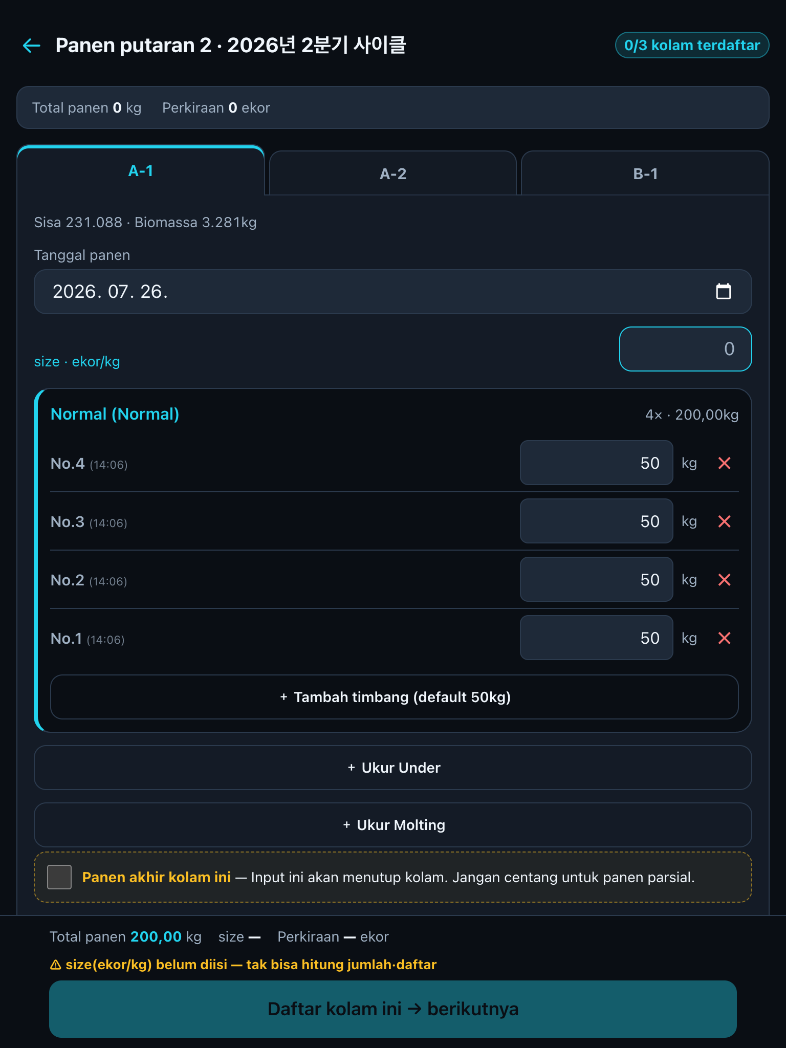 Buku timbang panen