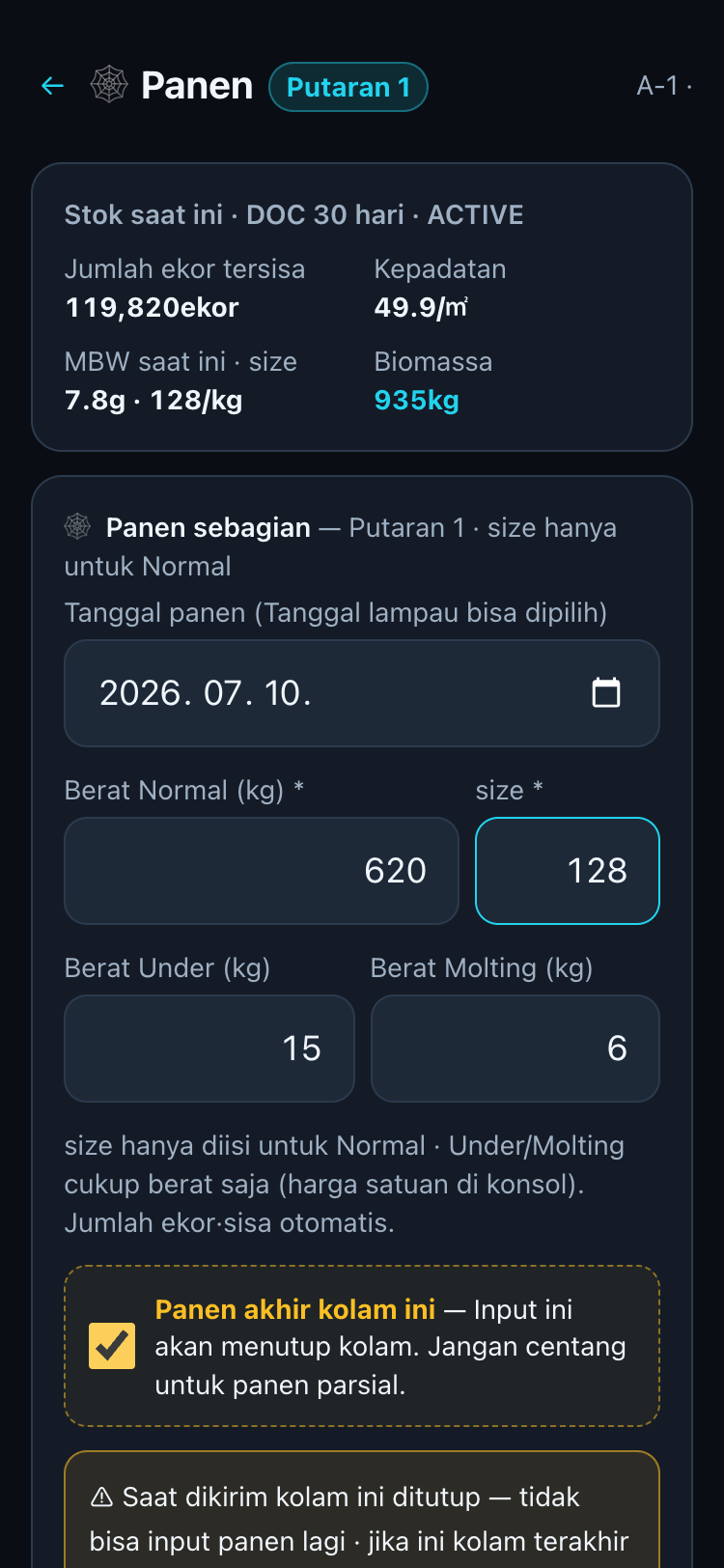 Form panen akhir