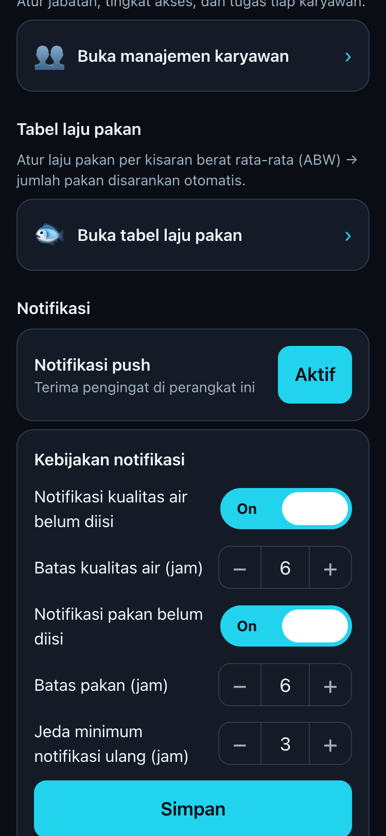 Pengaturan tambak