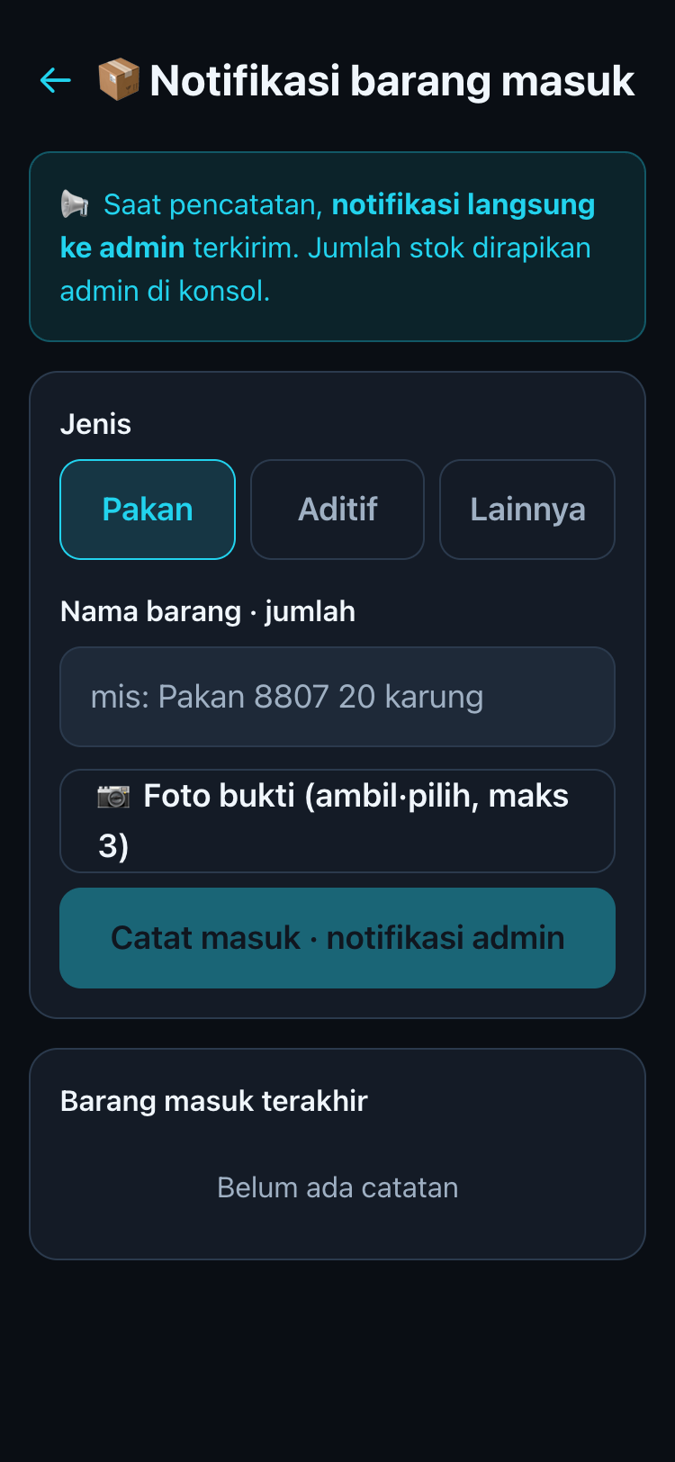 Notifikasi barang masuk