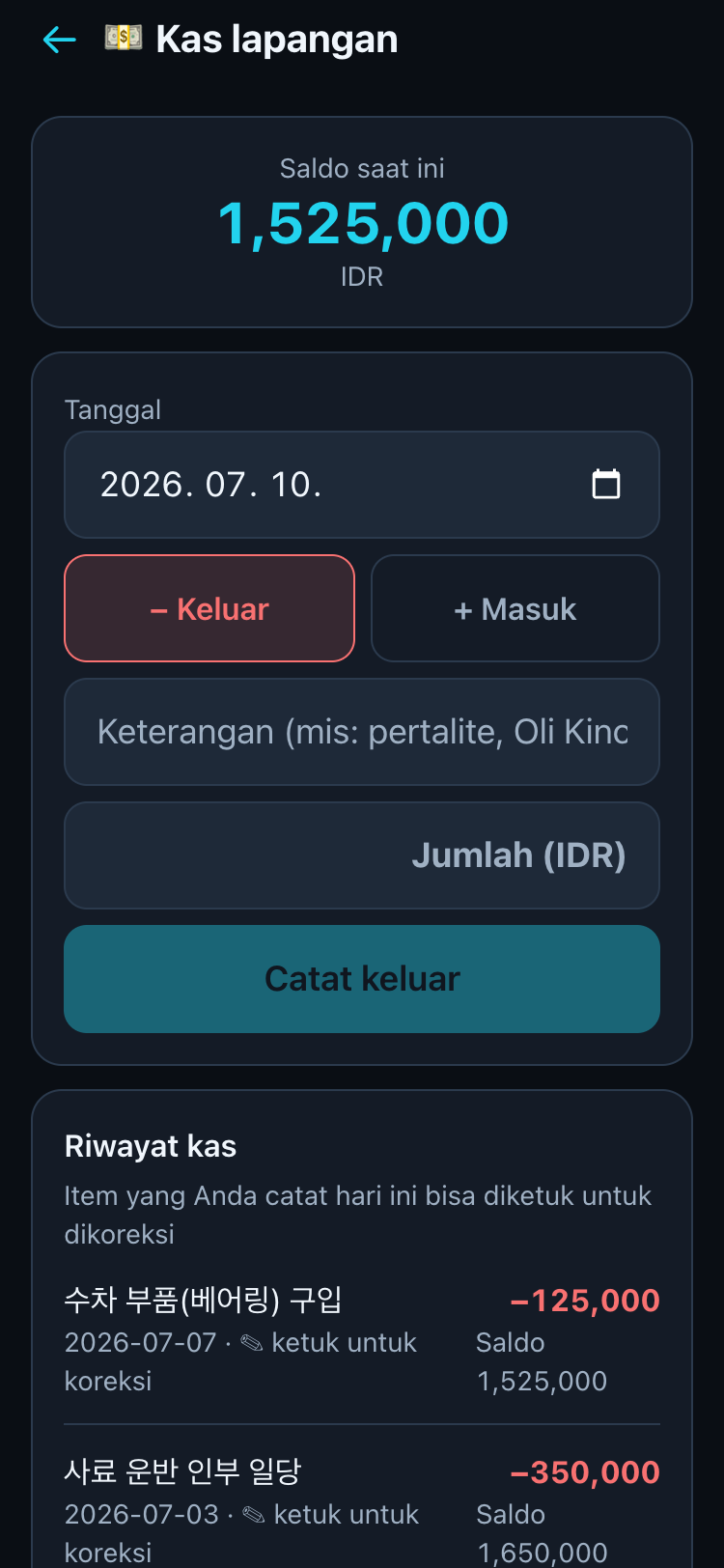 Biaya lapangan