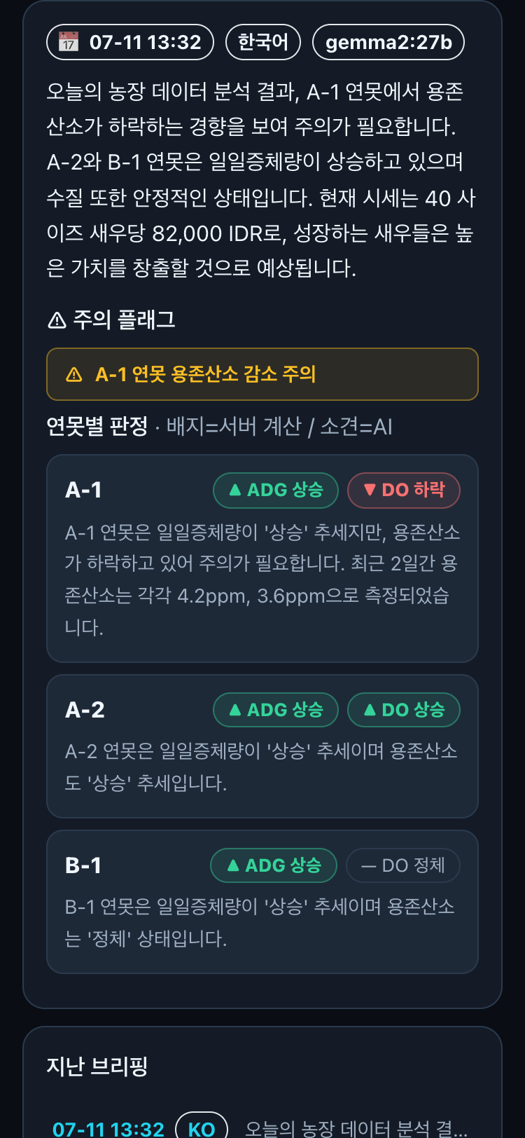 AI 브리핑 화면